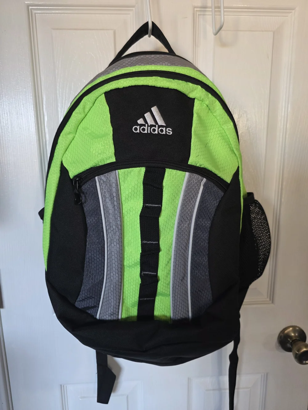 adidas Neon Green and Black Athletic Backpack with Gray Accents